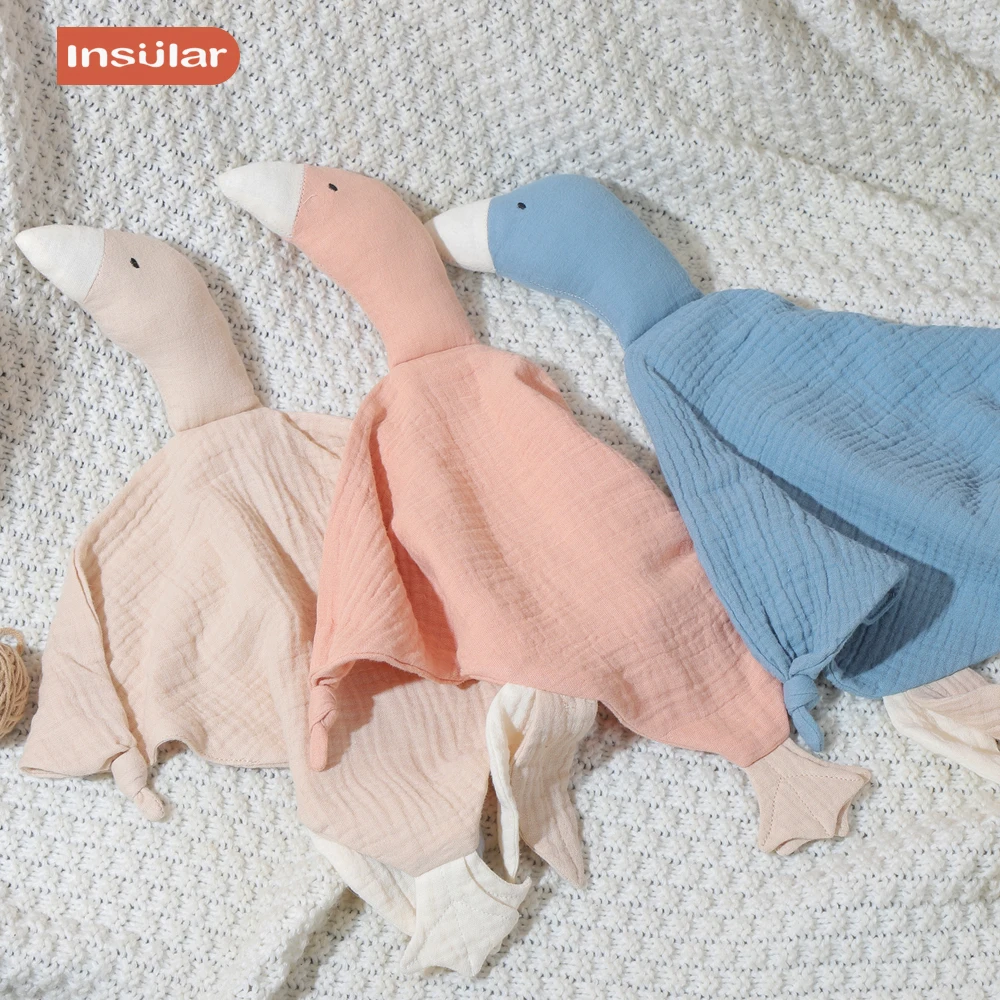Baby Comforter Blanket Muslin Towel Insular Gauze New Born Soothe Appease Towel Soft Organic Cotton Goose Toy Ins Baby Comforter Lovely Muslin Security Blanket