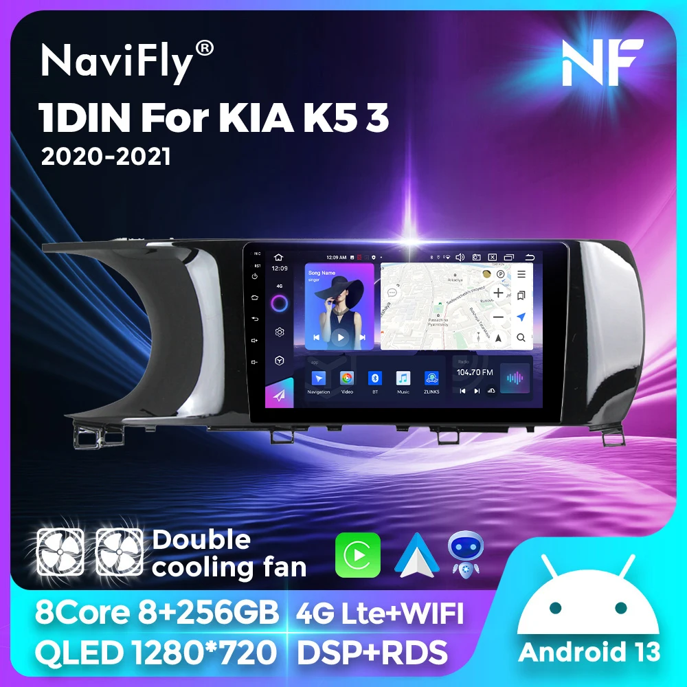 

QLED 8 + 256G Android 13 автомобильный экран, плеер для KIA K5 3 2020 2021 GPS-навигация, мультимедийный плеер, беспроводной Carplay BT5.0 стерео