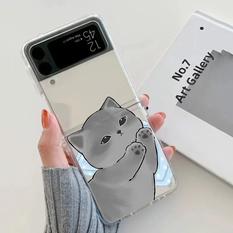Whimsical Cartoon Cat Clear Phone Case - Transparent Cover
