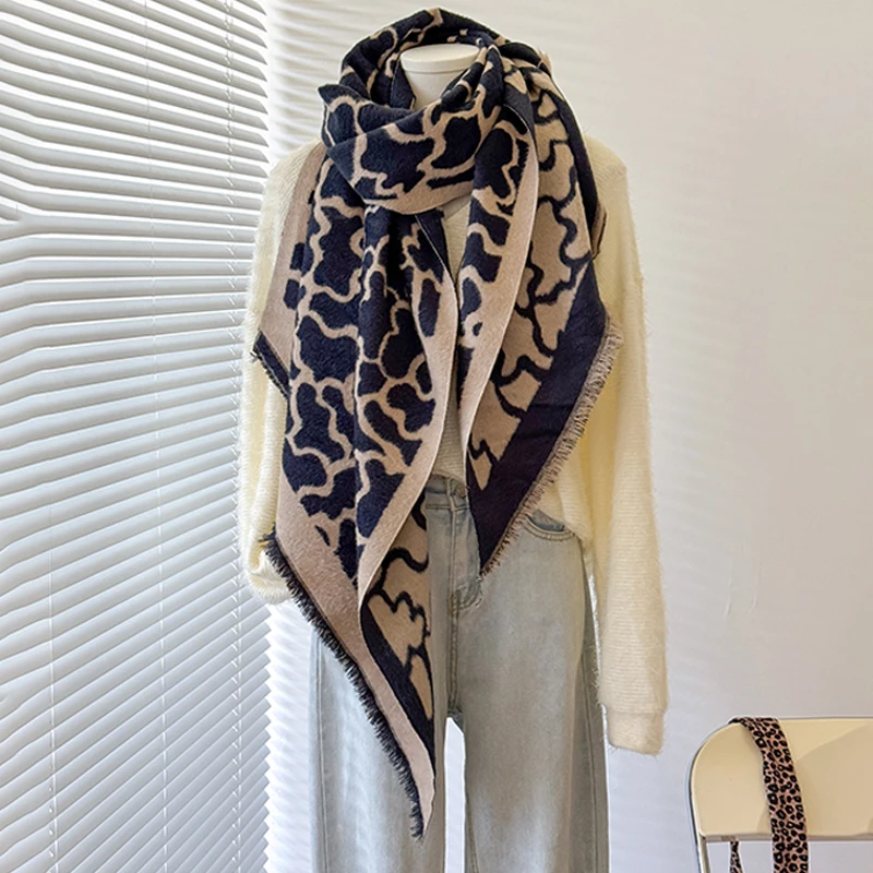 2025 New Design Women's Winter Cashmere Scarf - Elegant Warm Leopard Print Pashmina Shawl, Poncho & Bufanda