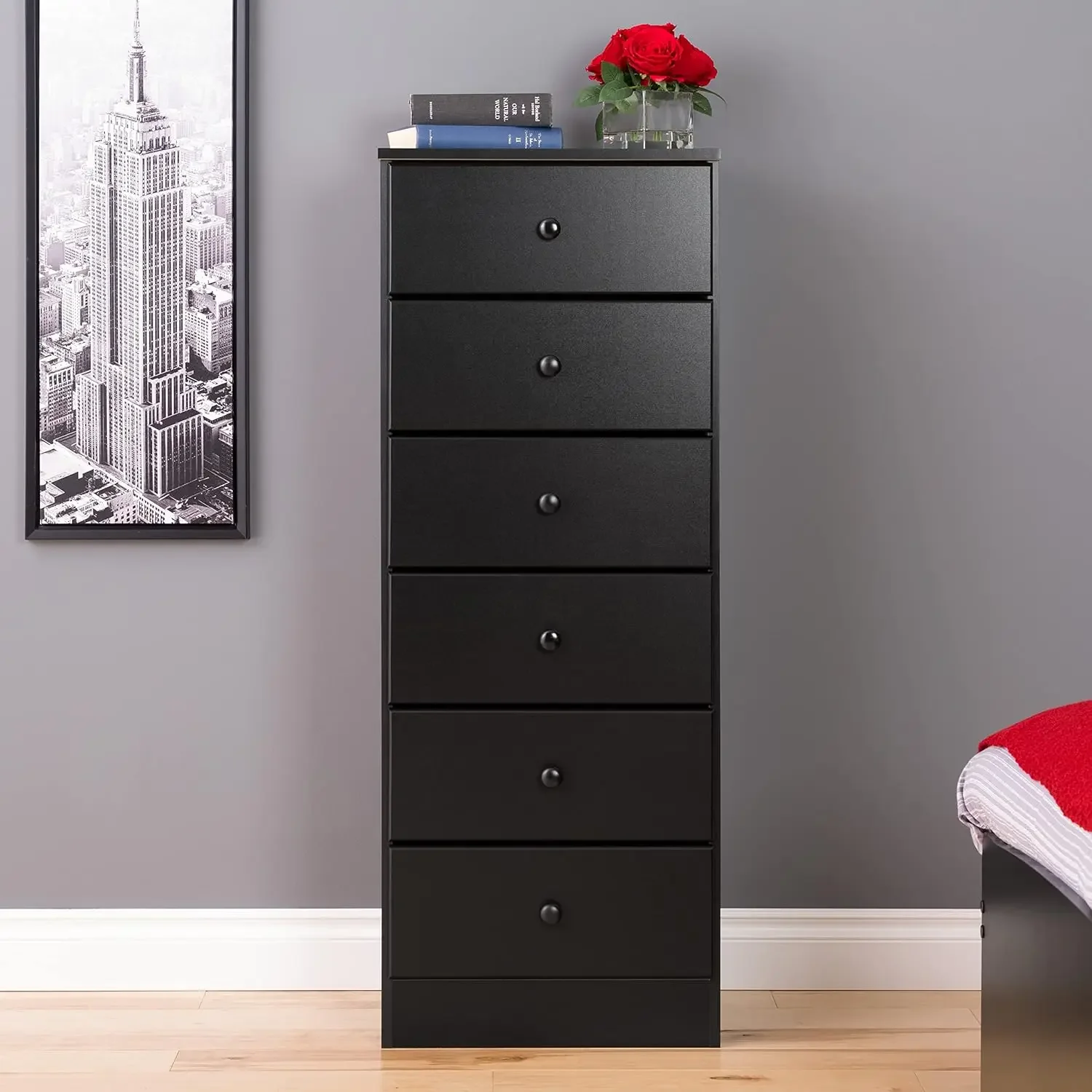 Astrid Tall Black Dresser: 16"D x 20"W x 52"H, 6-Drawer Chest for Bedroom by  - Perfect Chest of Drawers for Ample Storage 2