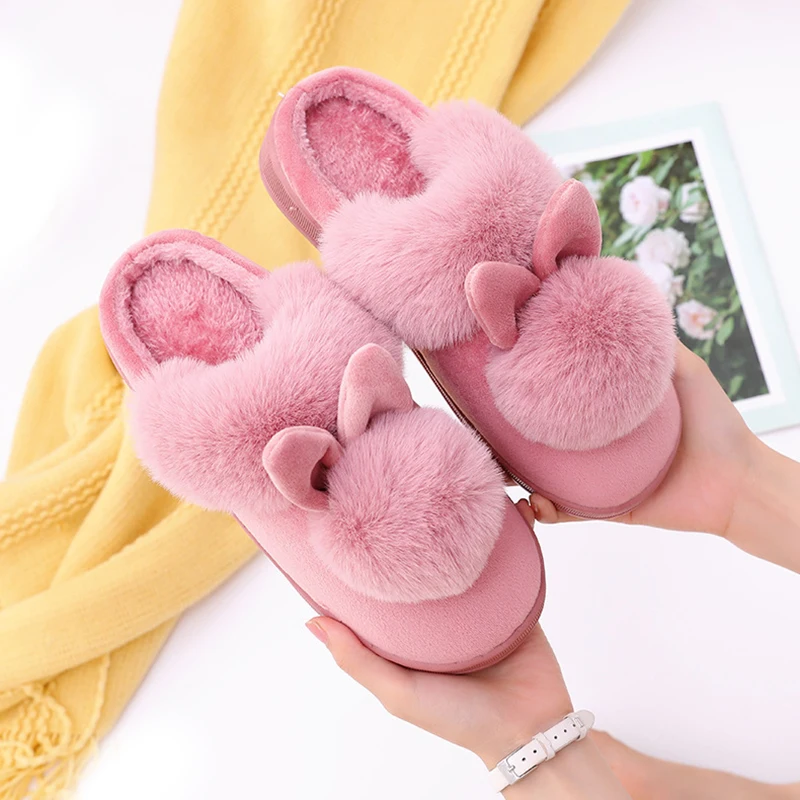Unisex Winter Slippers Cute  Warm Plush Women Slippers Couple's Indoor Non-slip House Slides Toe Wrap Home Cotton Shoes 36- 41 4