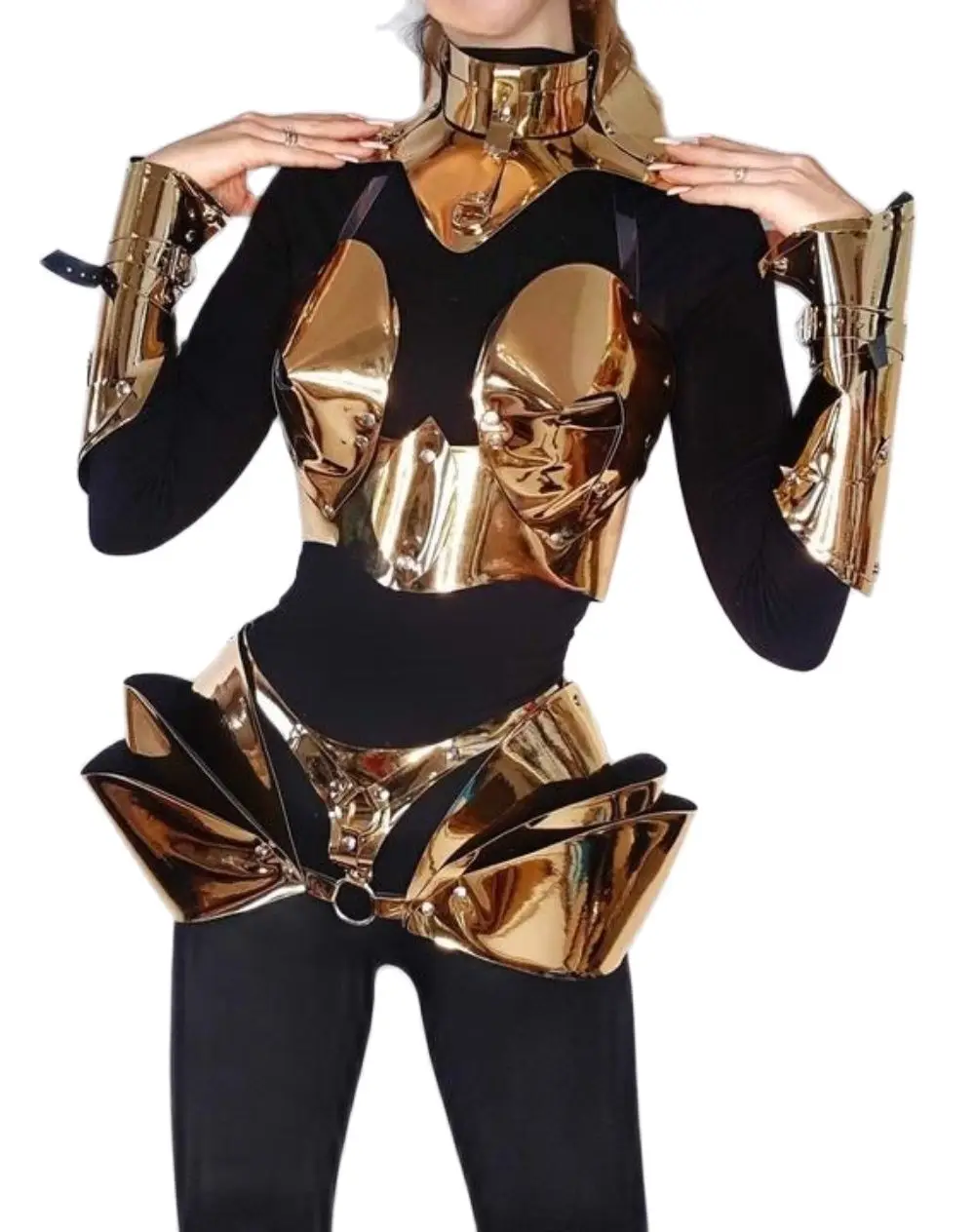 

New Dazzle Black Future Sense Armor Gogo Dance Clothes Drag Queen Costume Nightclub Dj Ds Dancer Singer Stage Wear Rave Outfit