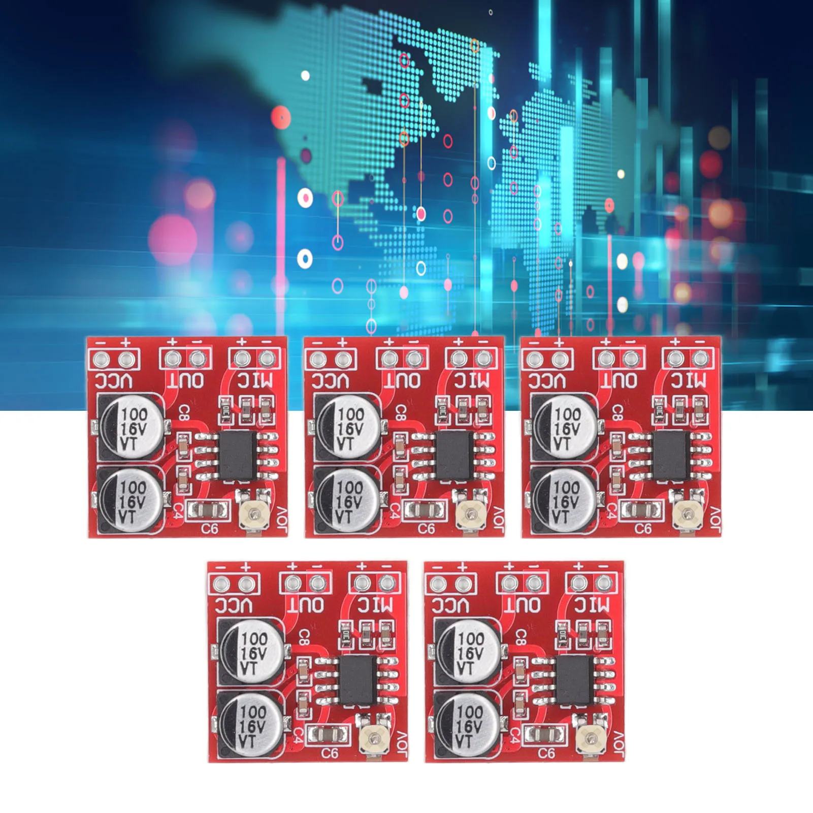 DC4V?12V 마이크 증폭기 모듈 일렉트릿 마이크 증폭기 모듈 가변 게인 LM386 20?200x DC4V?12V