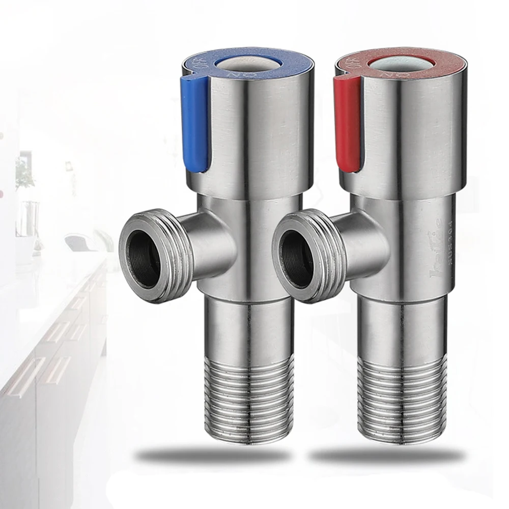 

Stainless Steel Triangle Valve Cold Hot Water Stop Valve OFF ON Switch Bathroom Kitchen Toilet G1/2 Connector Faucet Accessories