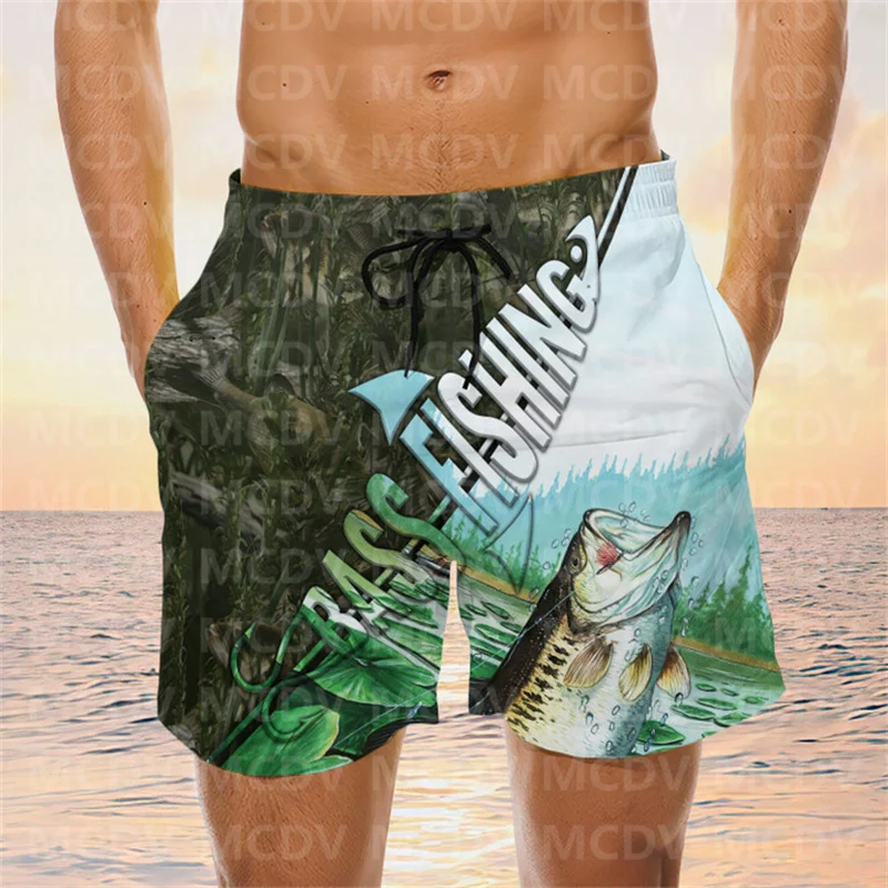 

Funny Men Fishing Beach Shorts Bass Fishing Shorts Swim Shorts