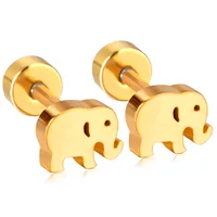 Minimalist Fashion Cute Animals Elephant Stud Earrings For Women Baby Girl Gold Color Stainless Steel Anti-allergy Jewelry 1