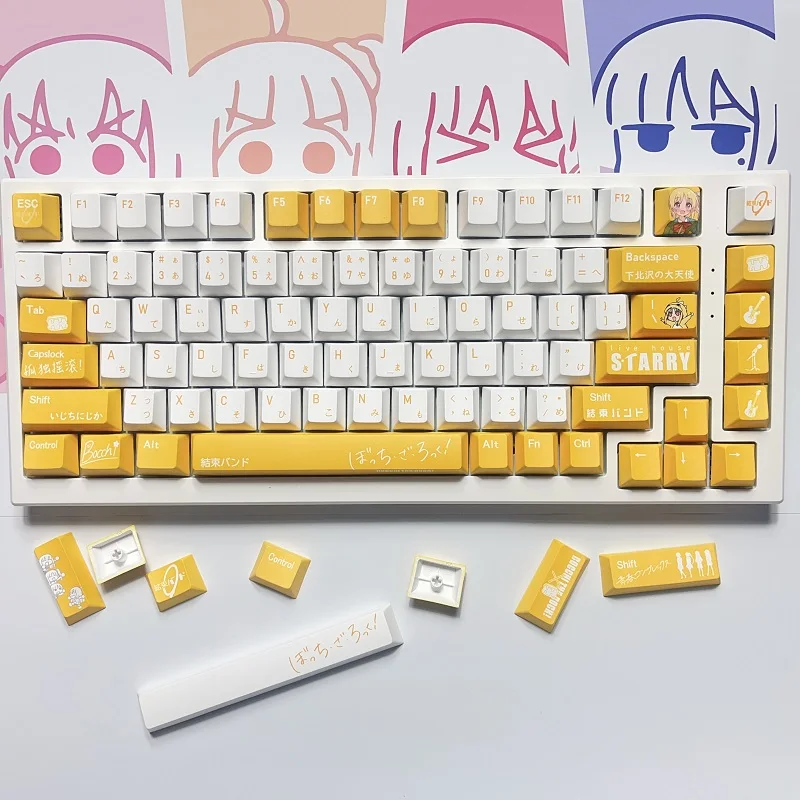 Bochi-conjunto de 138 Teclas a Rocha Ijichi Nijika Pbt Keycaps Altura Cereja para mx Switch Presente Faça Você Mesmo Jogo de Teclado Mecânico