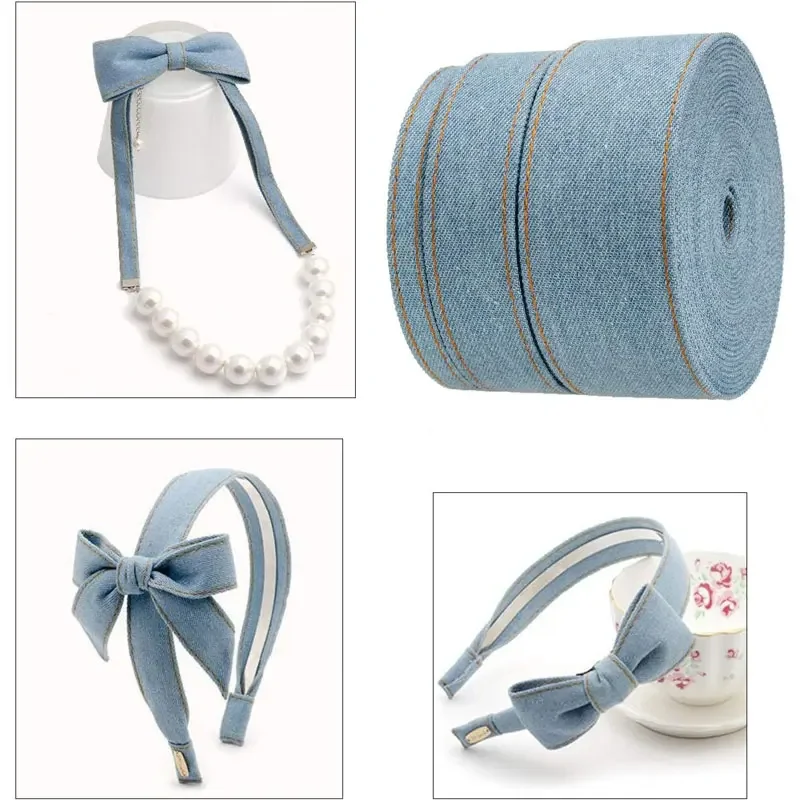 1Yard Stitch Denim Ribbons Layering Cloth Fabric Jeans Bows Ribbon for DIY Crafts Apparel Sewing Accessories 10/16/25/38mm