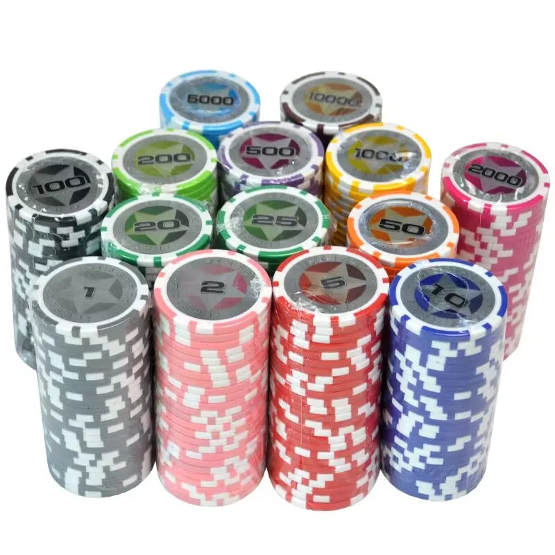 Texas Poker Chips Pentacle Casino Coins 11.5g Professional Baccarat Upscale Poker Game Chip Set Accessories 25 PCS poker chips
