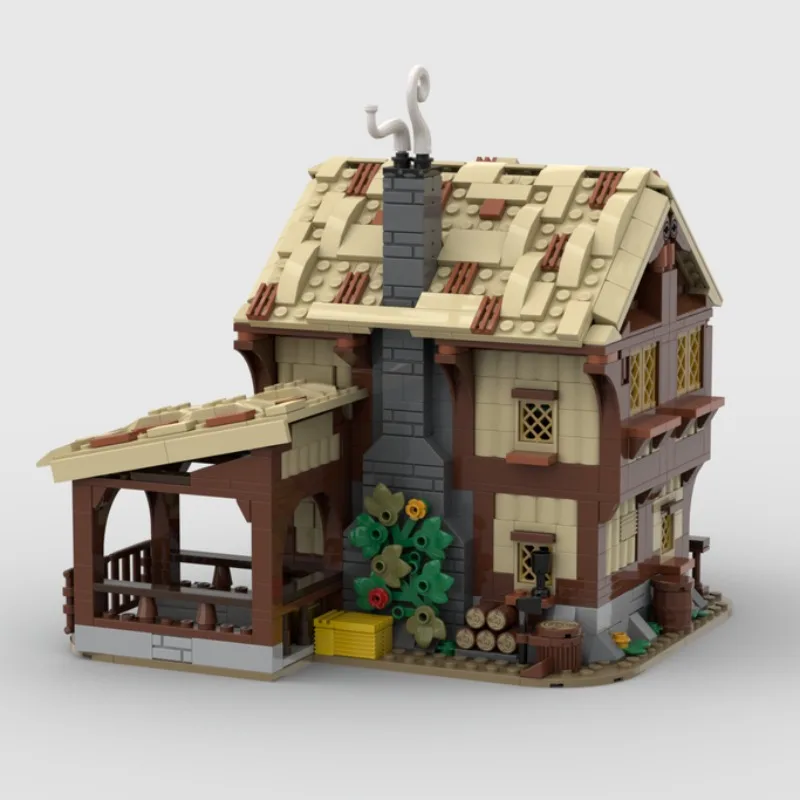 중세 성 스트리트 뷰 모델 MOC 마을 선술집 모듈러 빌딩 벽돌 선물, 휴일 조립 어린이 장난감 세트, 1294 개