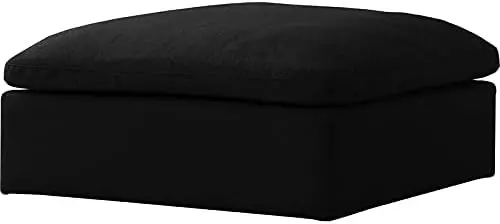

Meridian Furniture 601Black-Ott Serene Collection Modern | Contemporary Deluxe Comfort Ottoman, Soft Linen Textured Fabric