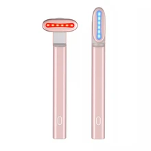  Red And Blue Light Therapy Eye Beauty Heated Dark Circle Removal Rechargeable Ems Fairy Stick Eye Massager Wand 