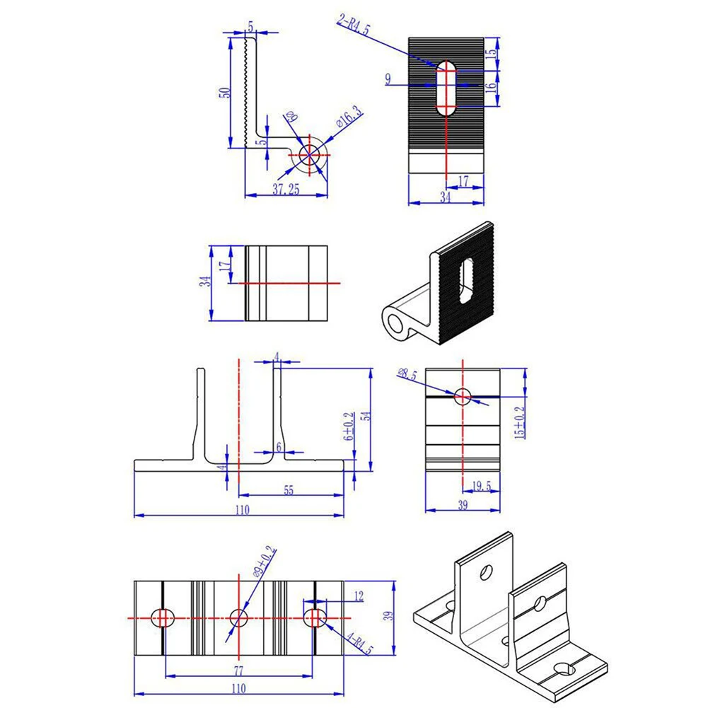 Description Picture 5 of itemSolar Panel Mounting Bracket Module Brackets PV Mounting Adjustable Bracket Aluminum Assembly Roof Flat Photovoltaic Support