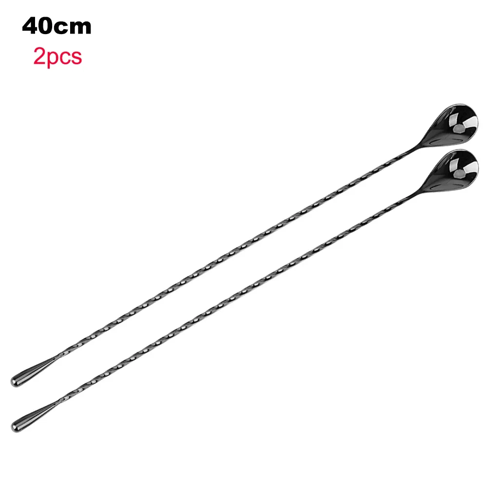 Cocktail Spoon 30/40cm Stainless Steel Stir Bar Spoon Mixing Ounces Spiral Pattern Bartender Tools Teadrop Bar Tool