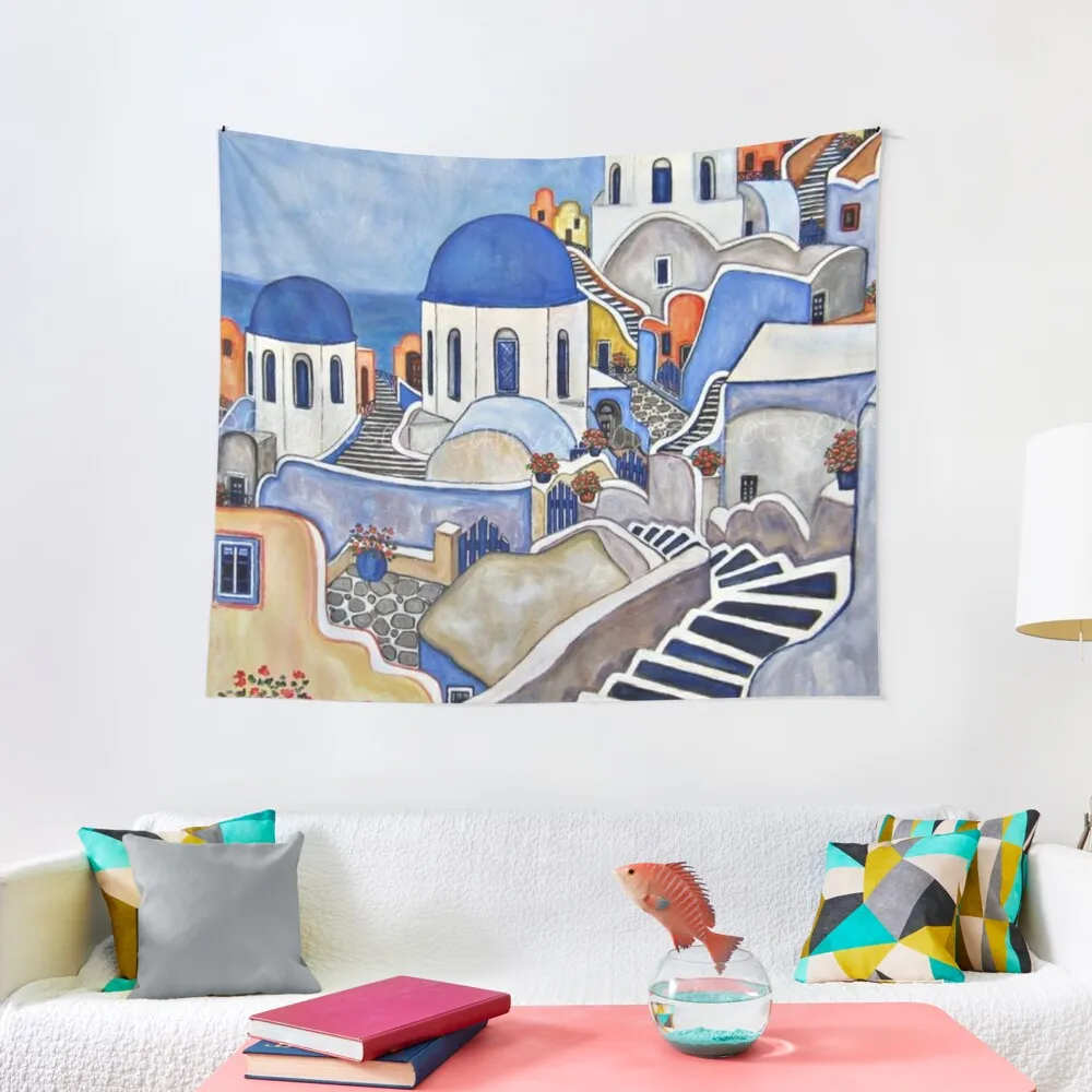 

beautiful Greece illustration Tapestry Outdoor Decoration Korean Room Decor Tapestry