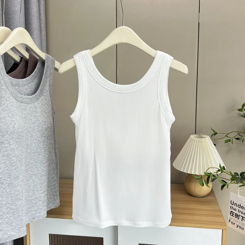 2025 Plus Size Tank Top Summer New Style 100KG Casual With Chest Pads And Ice Silk Sleeveless Vest For Women 1563