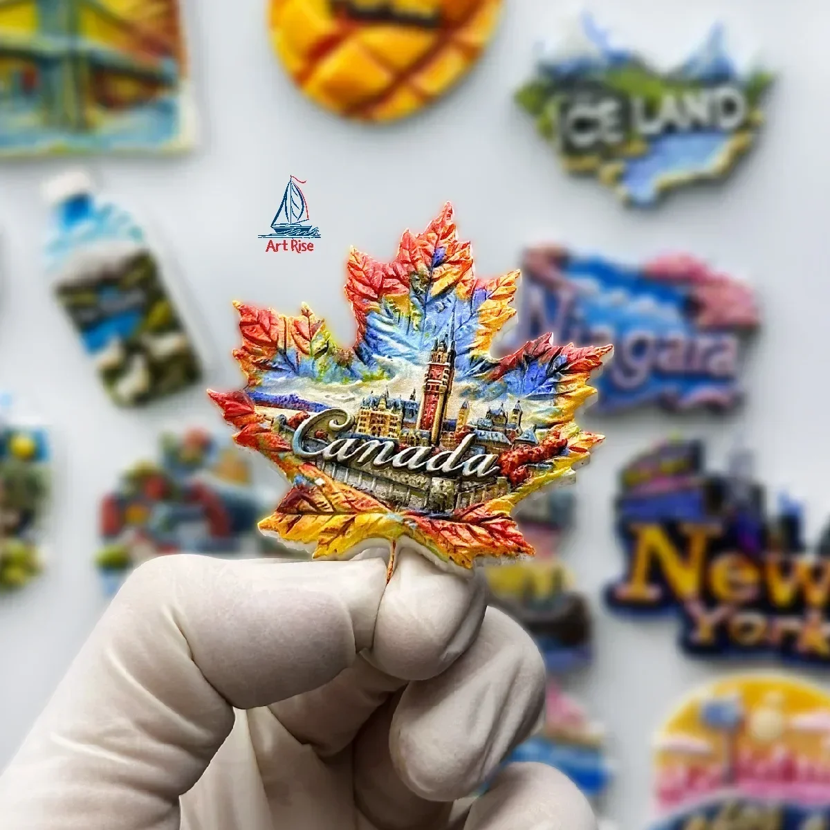 World Scenic Resin Refrigerator Magnet Stickers LA USA Mexico Australia Japan Brazil Canada Travel Souvenirs