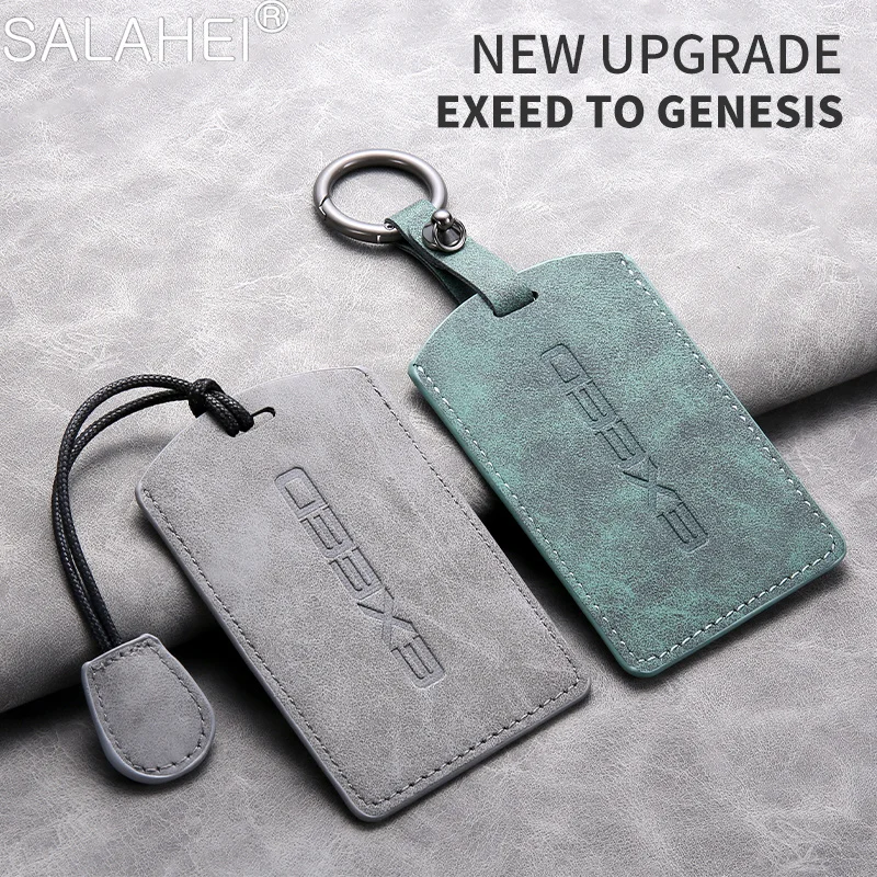 

For Chery Exeed RX 2023 2024 Car Logo Key Sheepskin Case Fob NFC Keys Card Holder Protector Full Cover Auto Interior Accessories