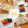 Food Storage Container With 4 Grids, Plastic Food Containers with Removable Drain Plate and Lid, Stackable Portable Freezer 4
