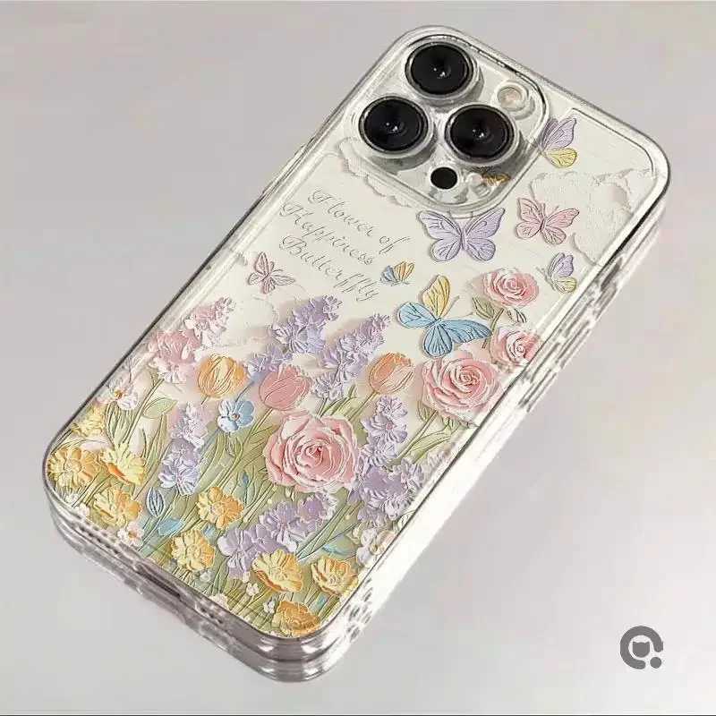 Butterfly Floral Clear Phone Case Cover