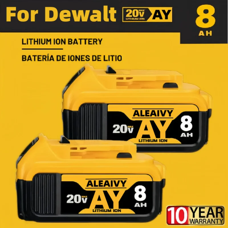 Sb13c68df15464a8b857b05bda723e948V Genuine 18V/20 Volt MAX 6.0Ah, 8.0Ah, DCB200 Replacement Li-ion Battery for DeWalt DCB205, DCB201, DCB203 Power Tool Batteries Mallzona