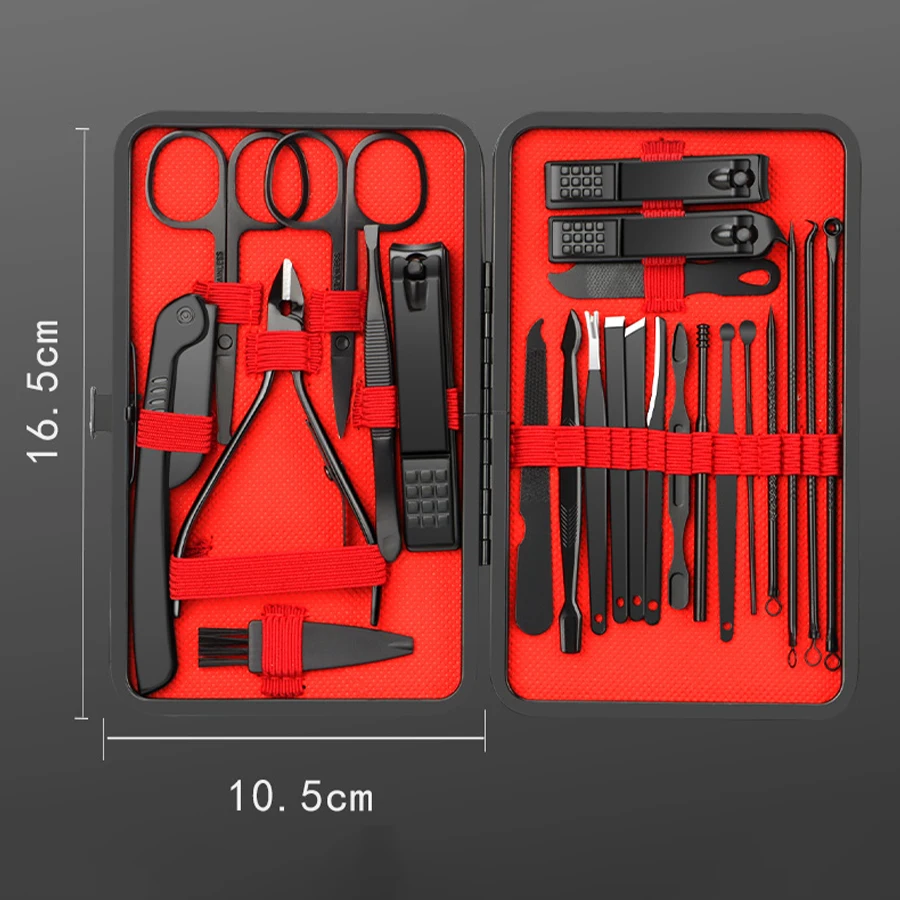 Manicure set 7/12/18/20/24PCS professional stainless steel fingernail toenail clippers with leather portable case