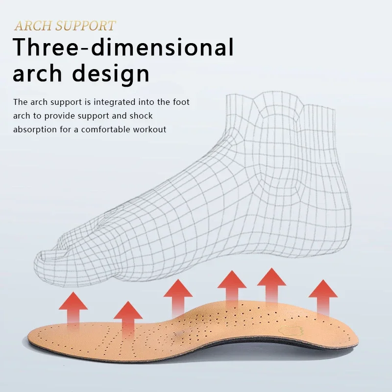 1Pair Leather Insoles Men Women Orthopedic Insoles Arch Support Inserts High Quality Breathable Shoe Pads Deodorising Feet