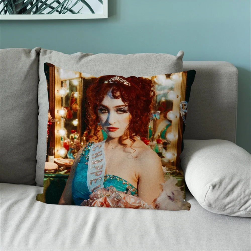 Hot Singer Chappell Roan Pillow Case Sofa Living Room Bedroom Headboard Backrest Cushion Square Cushion Nap Time 4