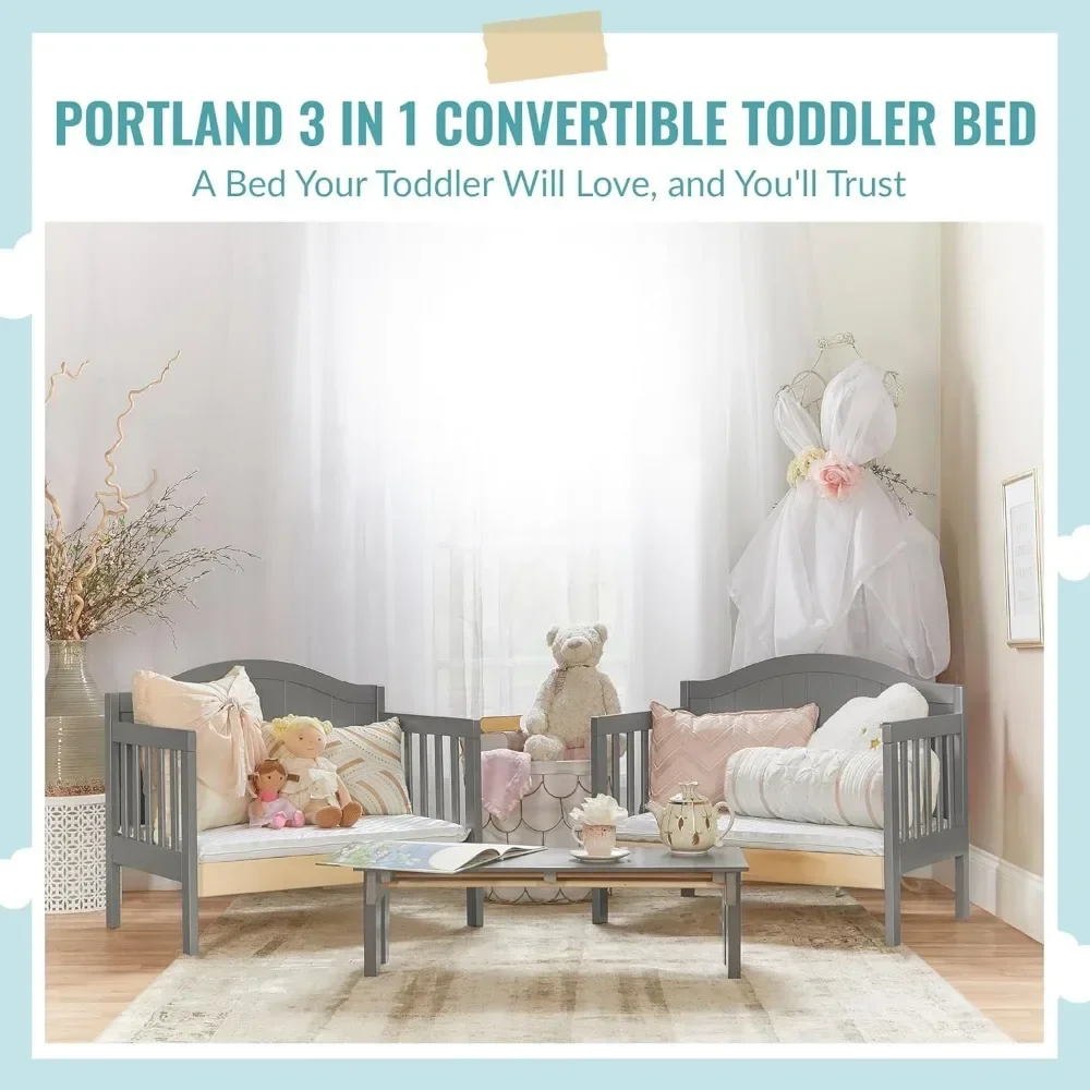 3-in-1 Convertible Toddler Bed (Steel Grey) 5