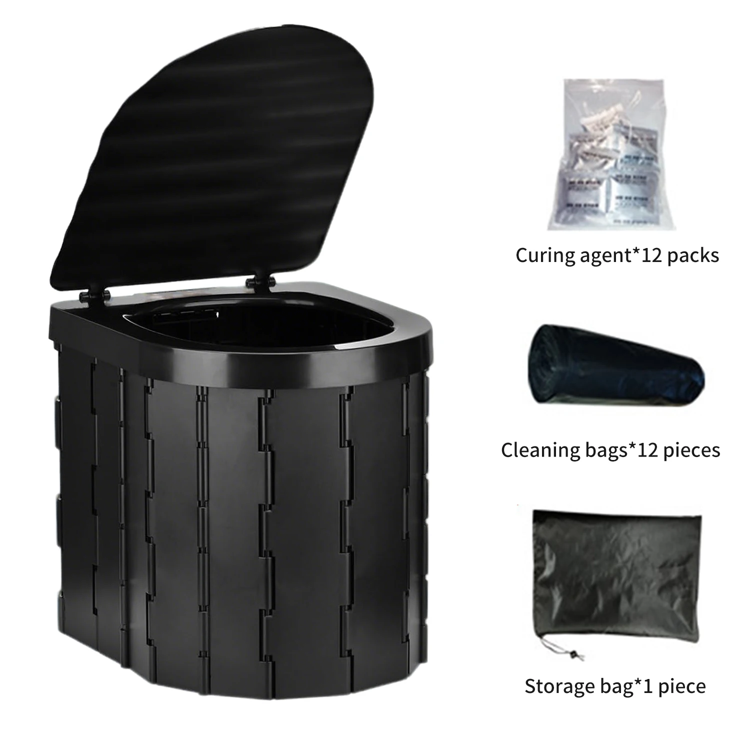 Portable Camping Toilet Foldable Car Travel Toilet Versatile Storage Box Garage Bin Folding Toilet with Lid Portable Sanitation 2