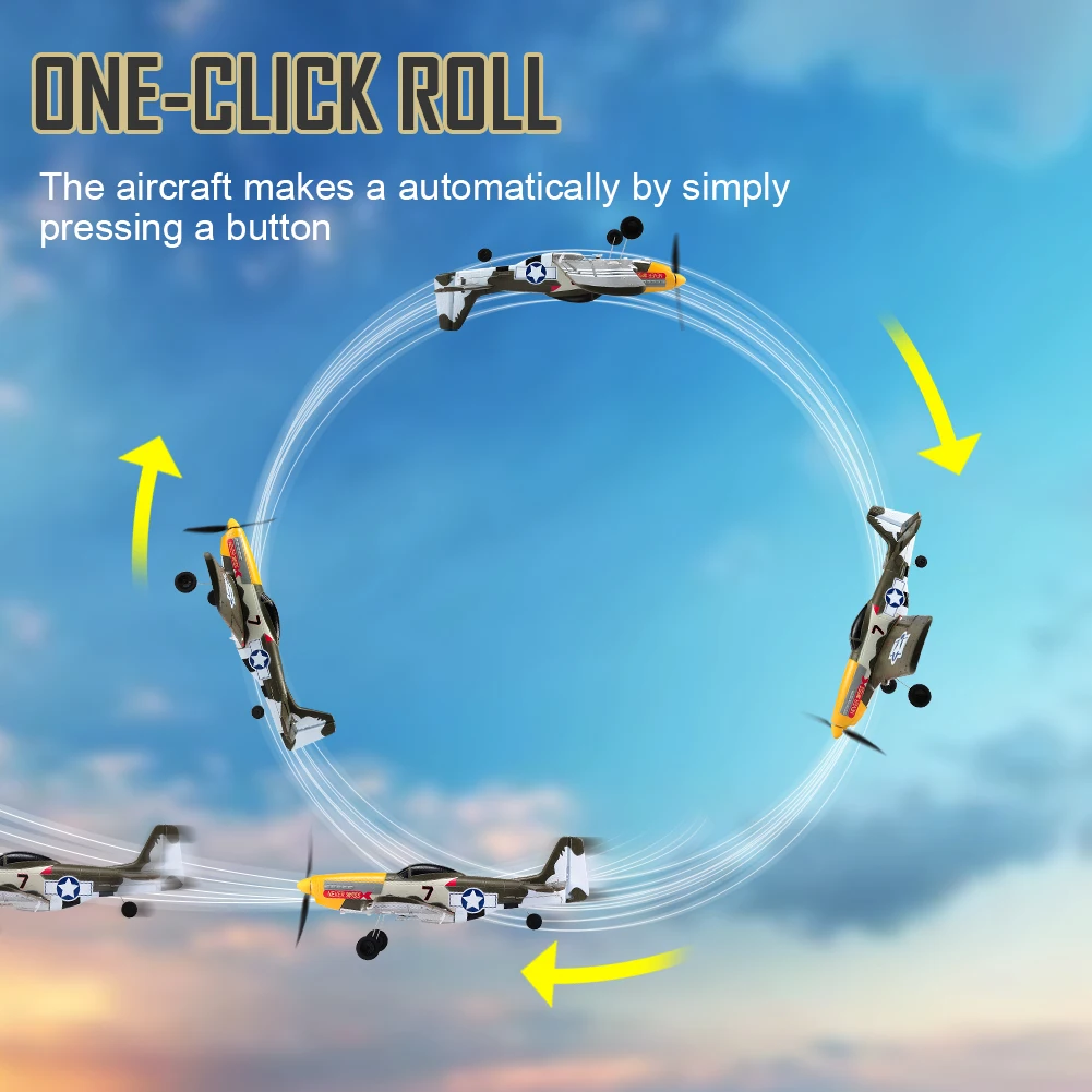 New P51D Mustang RC Airplane 2.4G 4CH 6 Axis 410MM Wingspan EPP Foam One Key Aerobatic Remote Control Warbird Fighter Toys 5
