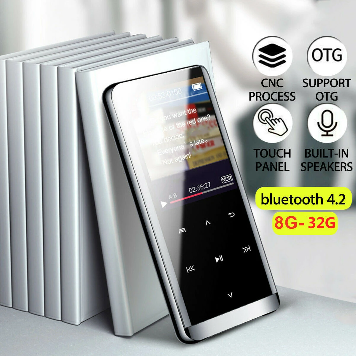 Bluetooth совместимый плеер MP3 MP4 спортивные музыкальные колонки  электронные книги AMV AVI Видео Медиа FM радио рекордер со стеклом экран  MP3 динамик | AliExpress