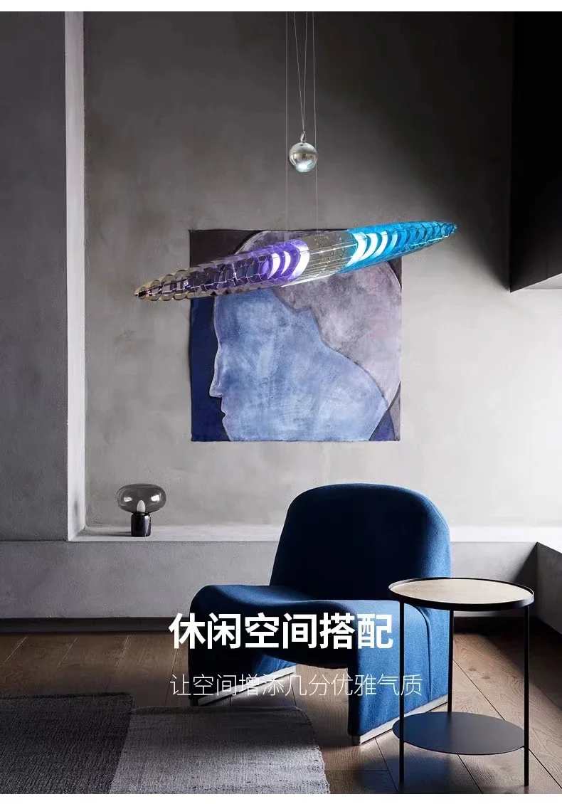 Description Picture 6 of itemDesigner Pendant Lamp Creative Restaurant Chandelier Hotel Living Room Dining Table Decor LED Spaceship Hanging Light
