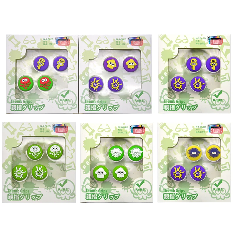 Thumb Stick Grip Cap Per Splatoon 3 Custodia Per Joystick Analogico Per Nintendo Switch / Lite Oled Gamepad 4 In 1 Thumbstick Cap