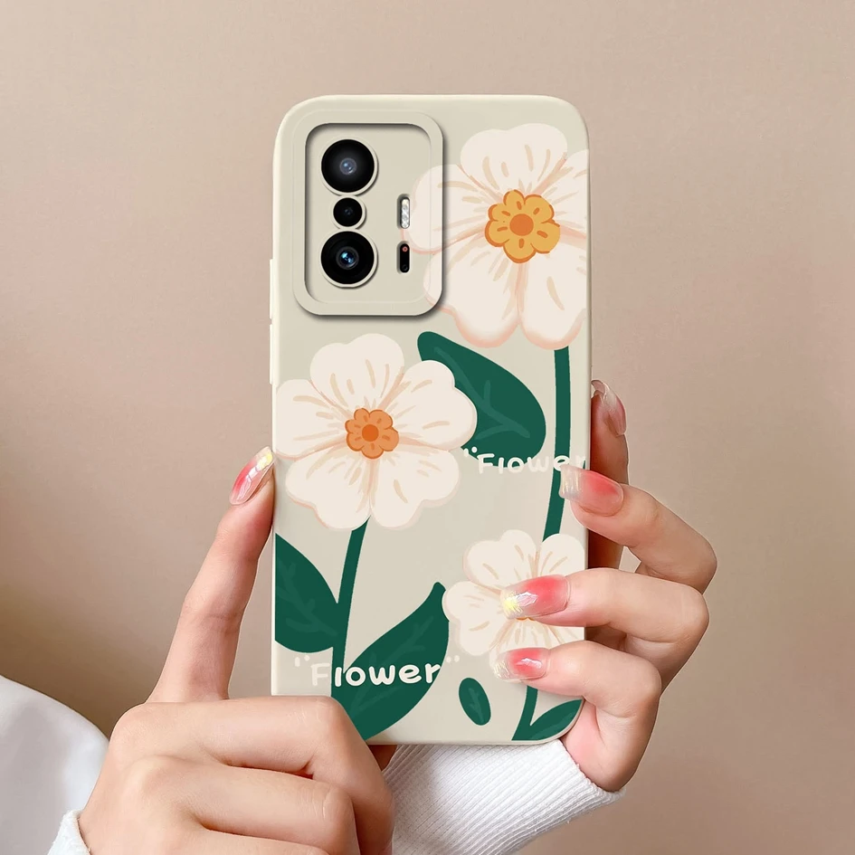 Fashion Design Matte Liquid Silicone Case with Screen Protector for Xiaomi 11T Pro - Sweet Girls Collection