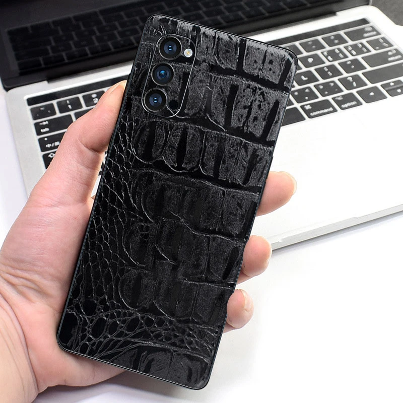 3D Crocodie Snake Grain Decal Phone Back Skin Per Oppo Reno 8 Pro + 8 7 6 Pro Plus 5G 5 Pro Reno 4 Se 3 2Z 10X Ace 2 Wrap Sticker