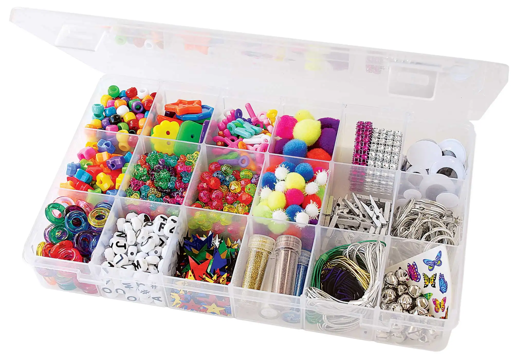 The Beadery-18 Compartment Organizer Box-Clear Plastic