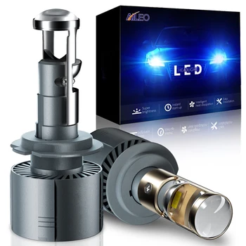 AILEO-H7 LED Canbus 슈퍼 미니 프로젝터 렌즈, H11 9005 HB3 9006 HB4 80W 자동차 전구 16000LM 변환 키트 RHD LHD, 2 개