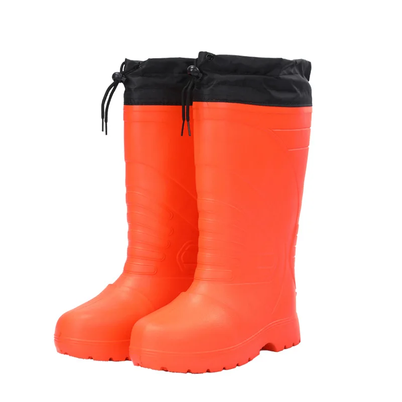 

New Men's Fashion Knee-high Rain Boots Waterproof EVA Warm Rainboots Outdoor Safety Water Shoes Wellies Boots