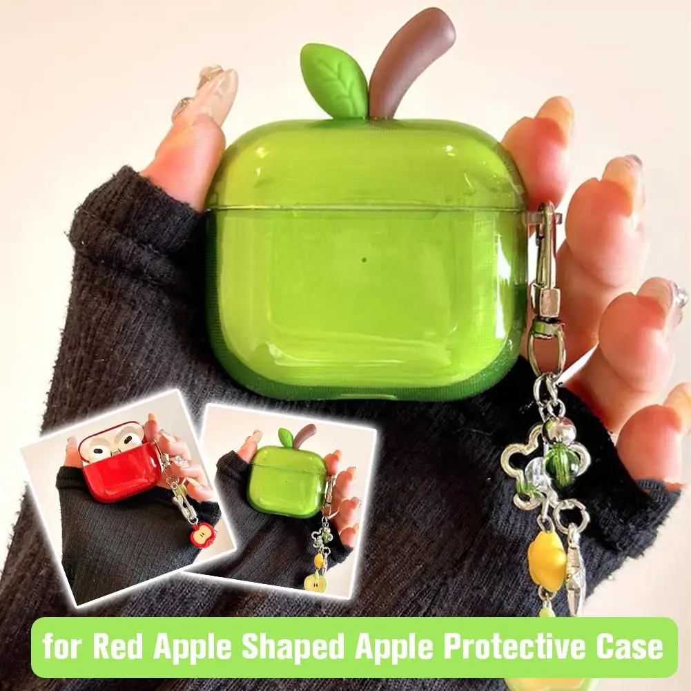 Creative Apple-Shaped Transparent Shockproof Earphone Case Cover Accessories