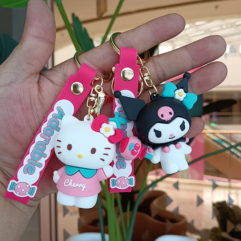 

Kawaii Sanrio Anime Key Chain Cute Hello Kitty Cinnamoroll Kuromi Cartoon Key Ring Decorative Pendant Originality Children Gifts