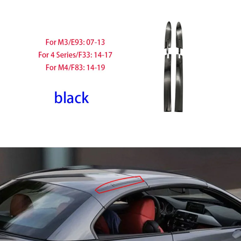 4 Coperture Decorative Per Cerniere Tettuccio In ABS Per BMW Serie 4 (F33), M3 (F83), M4 (E93) - Nero, OEM 54377184048, 54377184047