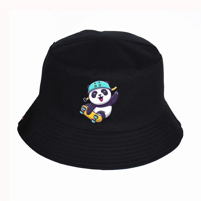 

Summer Cute Panda Print Bucket Hat People Girl Ladies Outdoor Panama Fishing Cap Boy Sun Visor Hat Male Sun Fisherman Cap