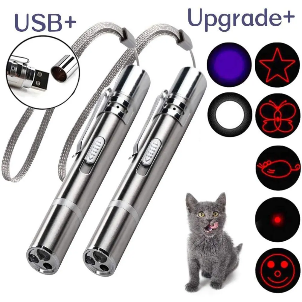 

3 в 1, USB лазерная ручка-указка для кошек