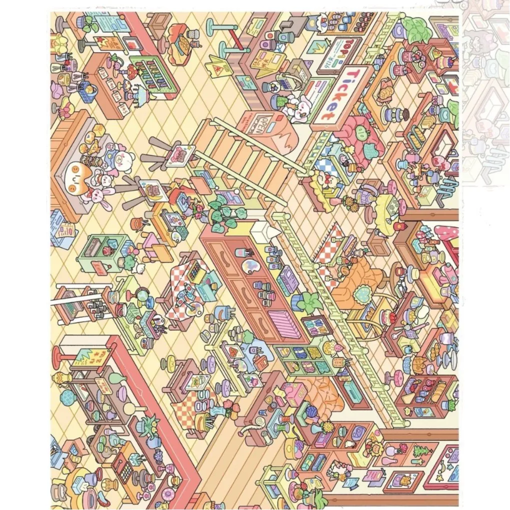 귀여운 반려동물 친화센터 3D 창작 파라다이스 풍경 스티커 DIY 포켓 캐빈 장면 축제 선물