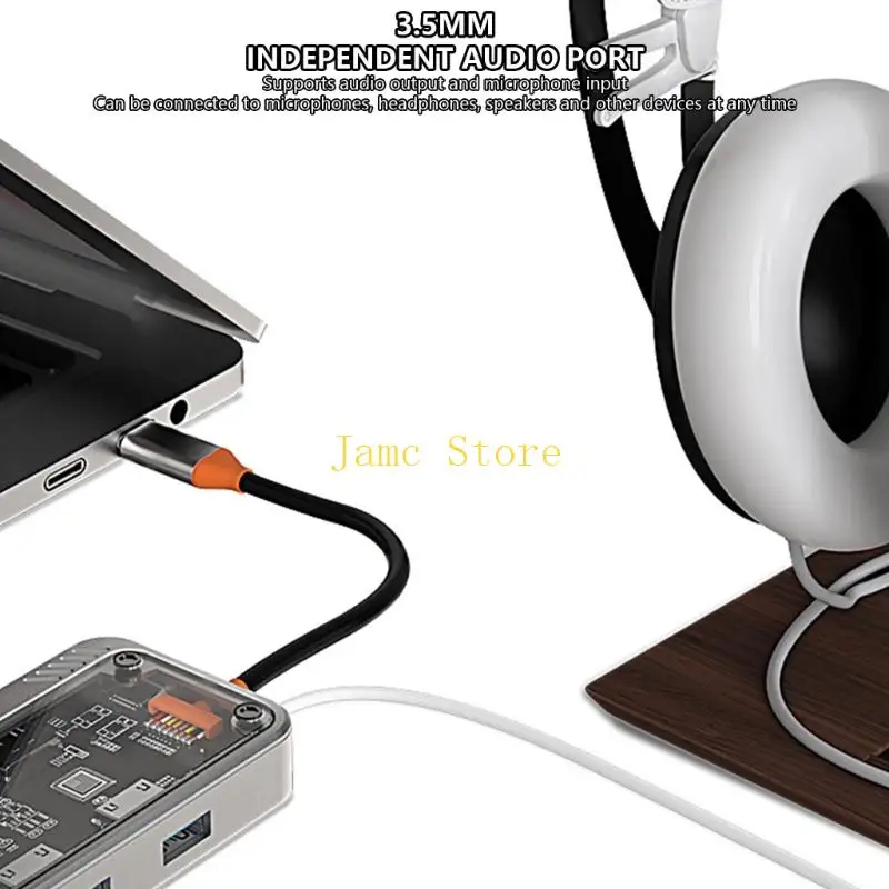 LX0B 10 in 1 유형 C RJ45 HDTV 어댑터 TF USB3.0 100W 도킹 USB C 분배기(PC용)