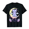 Kawaii Pastel Goth Cute Creepy Black Cat Tshirt Women Summer XS-4XL Tops Creative Pattern Personalized Street Tee Y2k 1