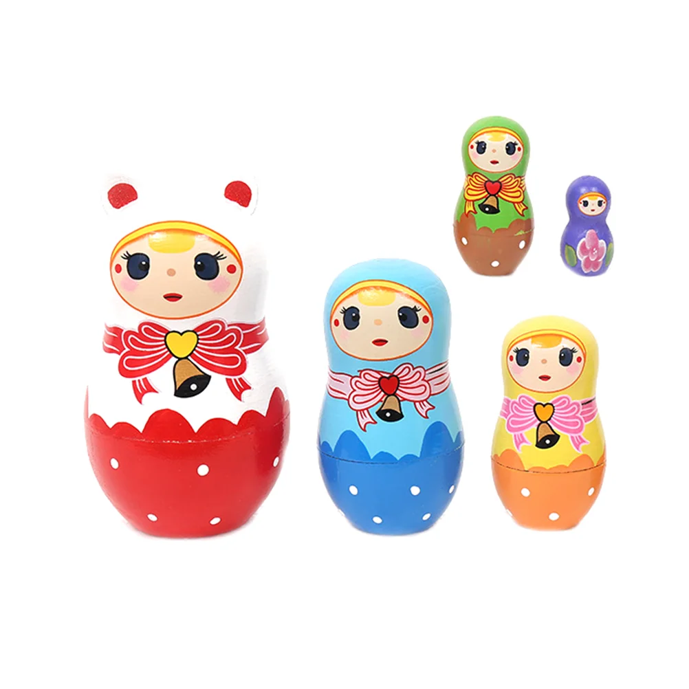 

1 Set Russian Nesting Dolls Wood Stacking Nested Set Toys for Children Kids Christmas Birthday Home Room Decoration Wishing Gift