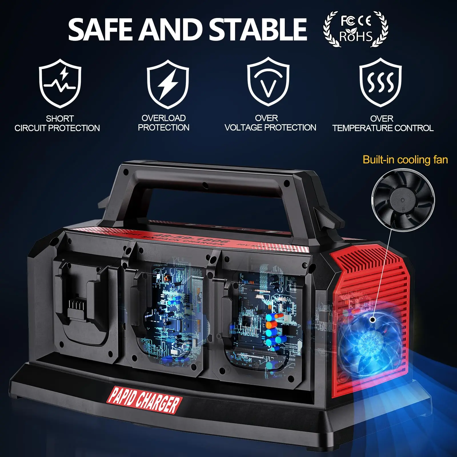 Replacement for Milwaukee M18 Battery Charger Station 6-Ports Simultaneous Rapid